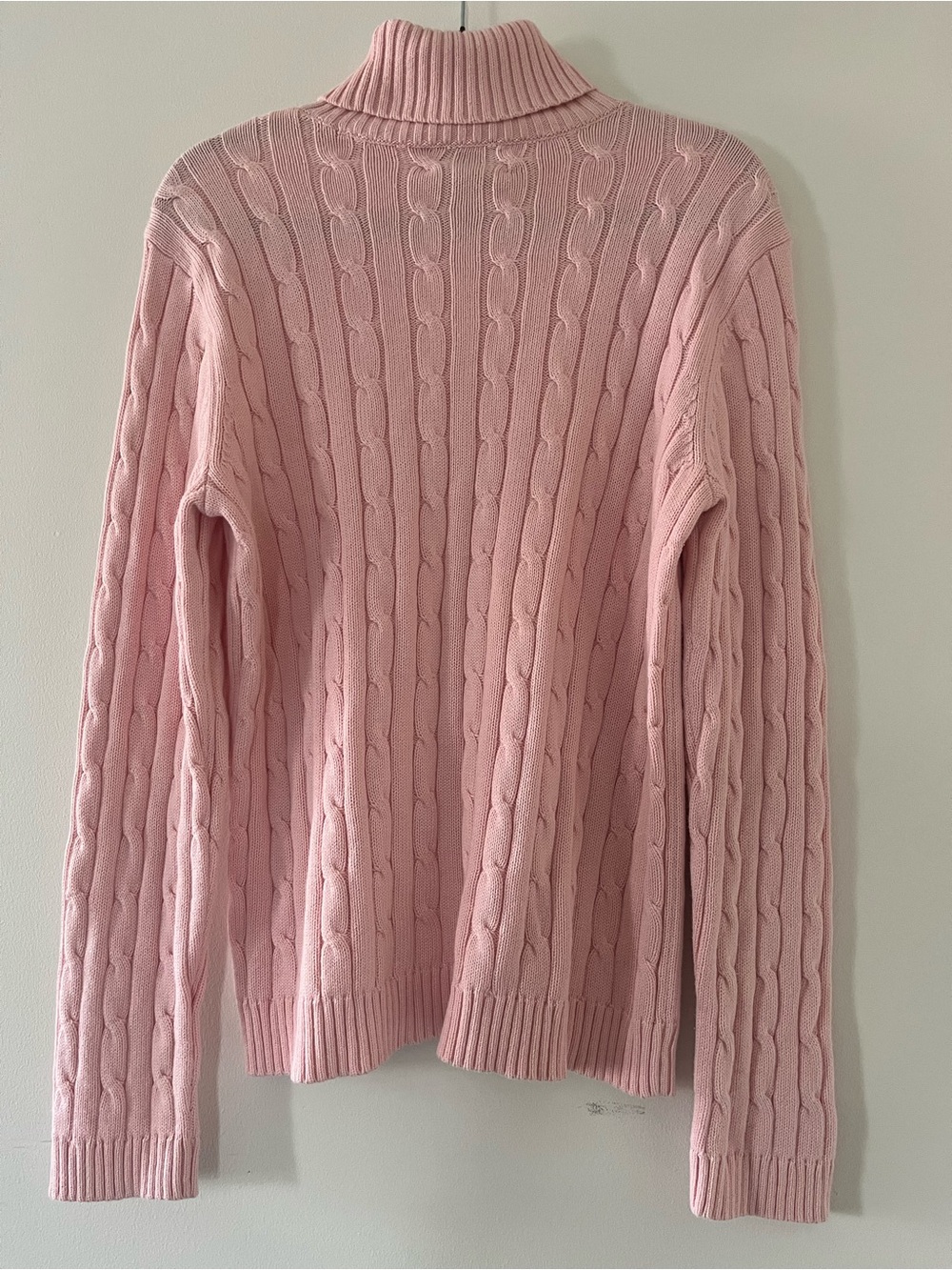 Vintage Chaps Light Pink Cable Knit Turtleneck Sweater XL Preppy Old Money - Picture 7 of 8